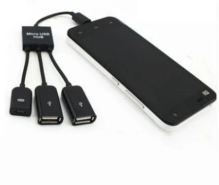 

3-in-1 Micro USB Male To USB Female Adapter Dual-port OTG Hub Cable Suitable for Flat Flash Disk Keyboard and Mouse