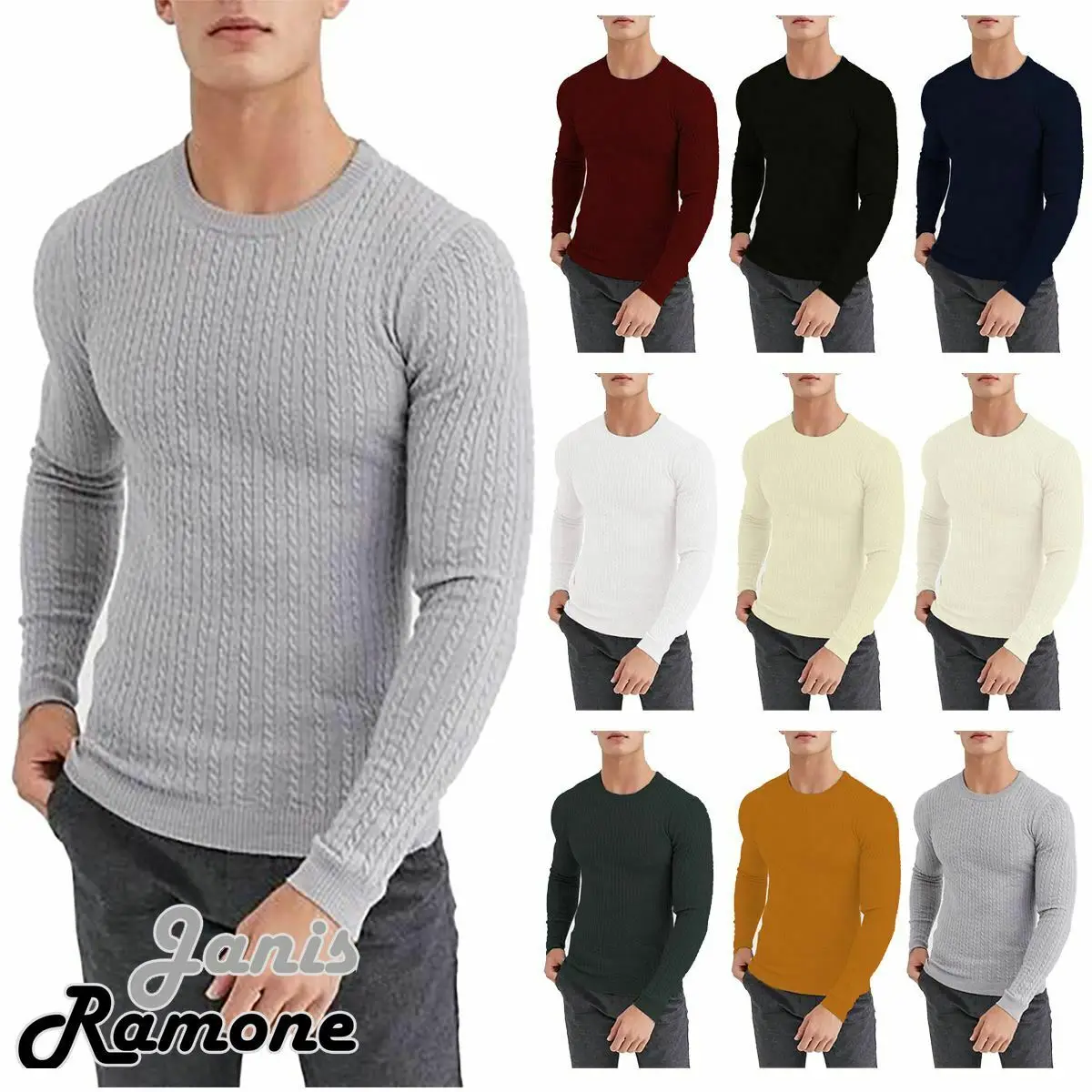 

Мужской вязаный джемпер с длинным рукавом, повседневный зимний свитер с круглым вырезом, пуловер