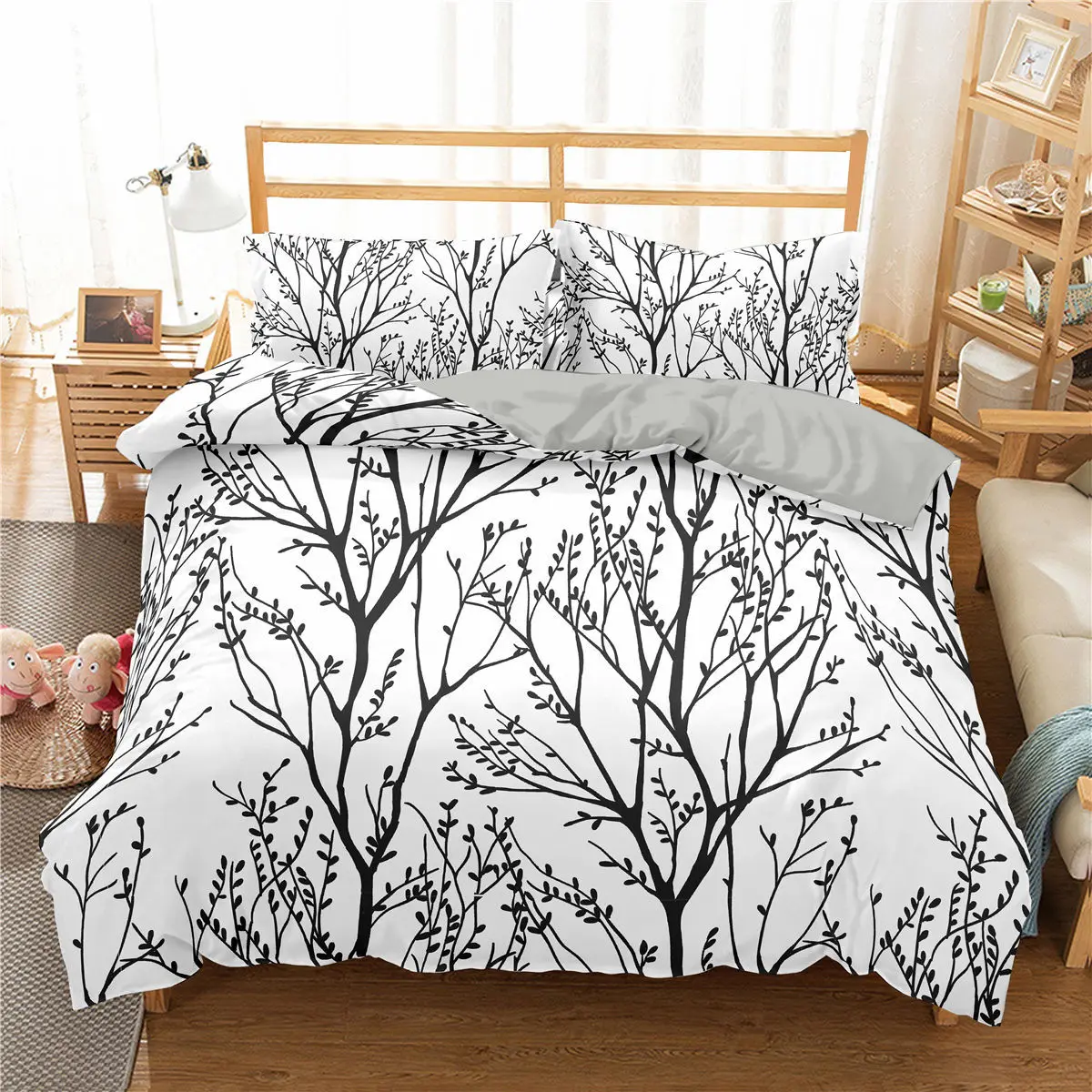 Одеяло в виде ветвей дерева набор покрывал ботанические двойные королевские