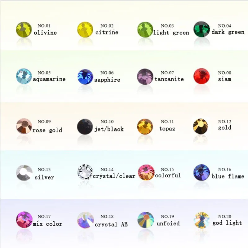 Стразы для ногтей с плоской задней стороной разные размеры блестящие камни