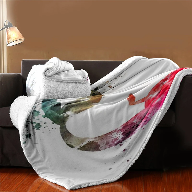 Одеяло из полиэстера и фланели OIMG плотное современное портативное трикотажное