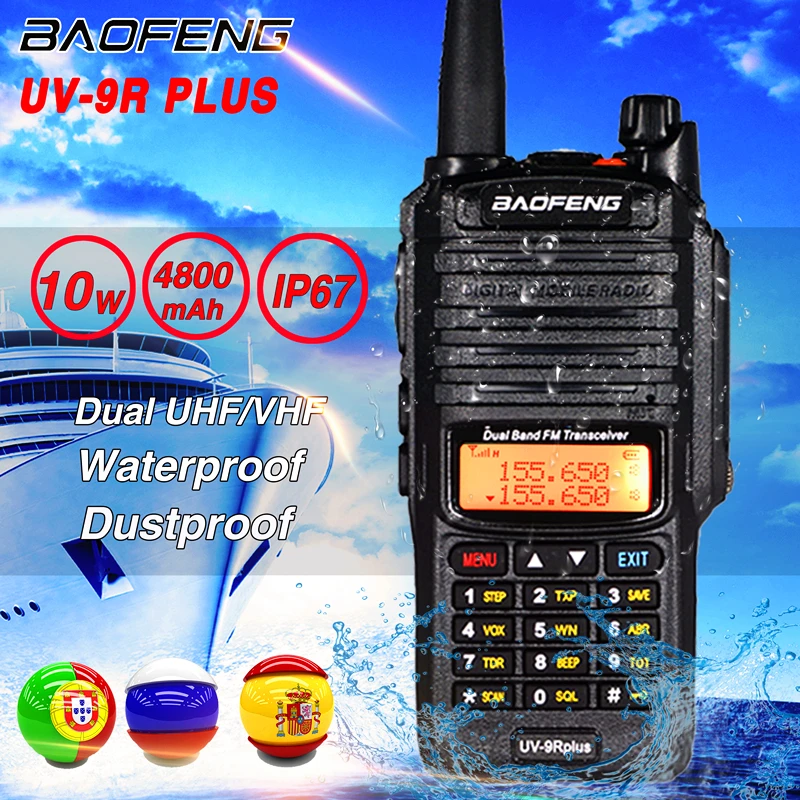 2020 10 Вт Высокая мощность Baofeng UV 9R plus Walkie Talkie водонепроницаемый двухдиапазонный UHF