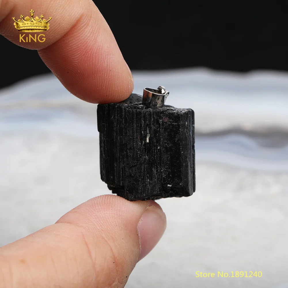 Оптовая продажа Большие Подвески из черного турмалина Nugget 5 шт. для изготовления