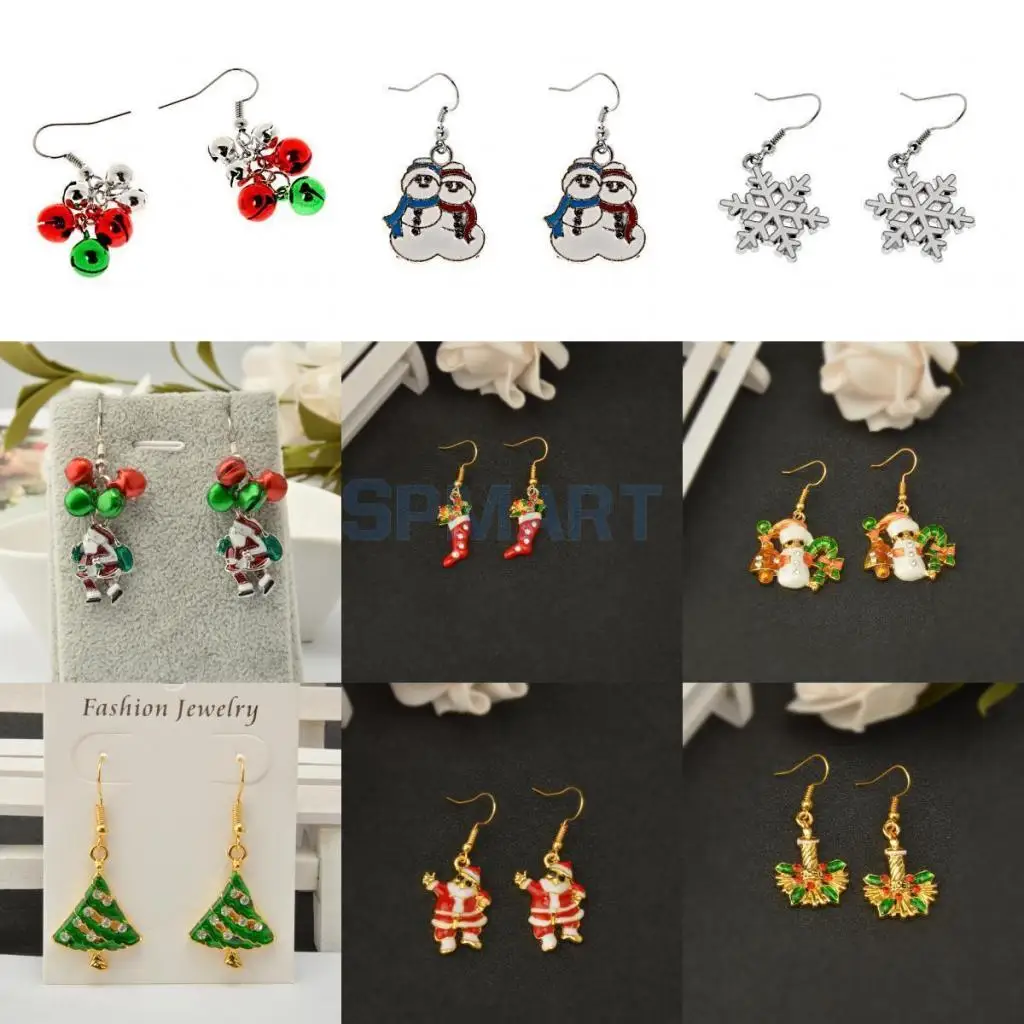 

Women Girls Christmas Theme Tree Bell Drop Dangle Earrings for Xmas Party Gift