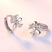 juwang 2022 luxury simple silver color stud earrings cubic zirconia mosaic flower ear earrings for women valentines day gifts