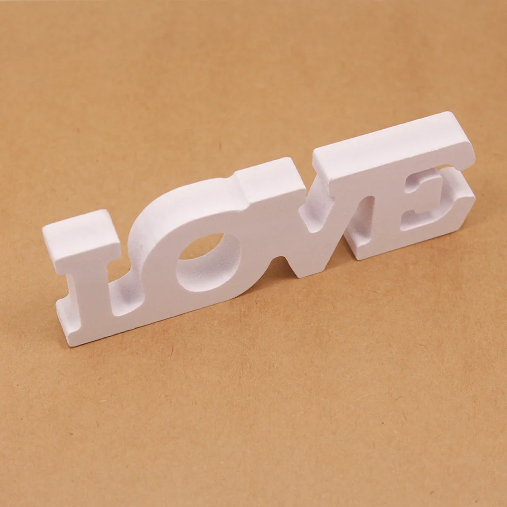 

2 Pcs LOVE Desktop Adornment Wooden Texture Letters Anniversary Props Great Decor for Wedding Party Engagement (White)