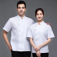 kitchen jacket workwear shirt men and women food service bakery restaurant master chef uniform barber short sleeve cook coat