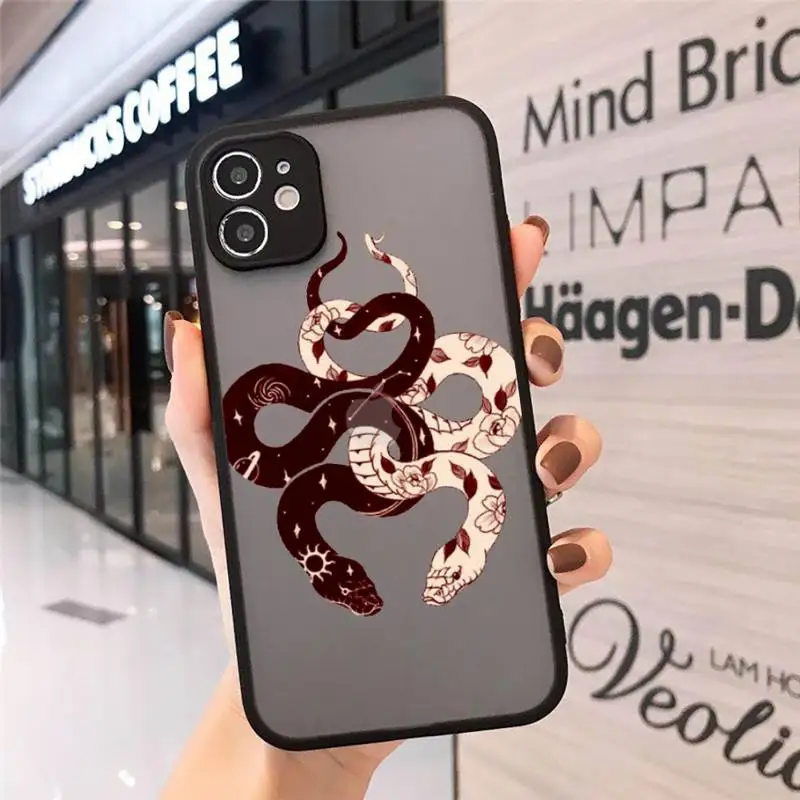 

Hand Snake Flower Snake Painting Phone Cases matte transparent For iphone 7 8 11 12 plus mini x xs xr pro max cover