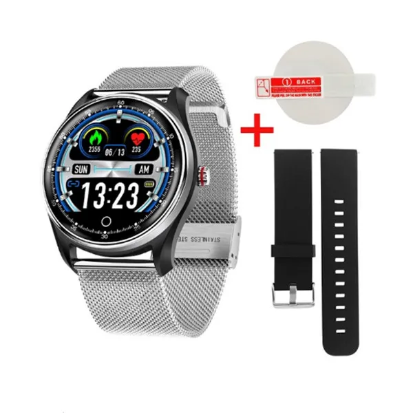 LYKRY MX9 ЭКГ PPG Мужские Женские Смарт-часы кровяное давление монитор сердечного ритма IP68 Смарт-часы водонепроницаемые Смарт-часы Android - Цвет: Silver Steel Strap