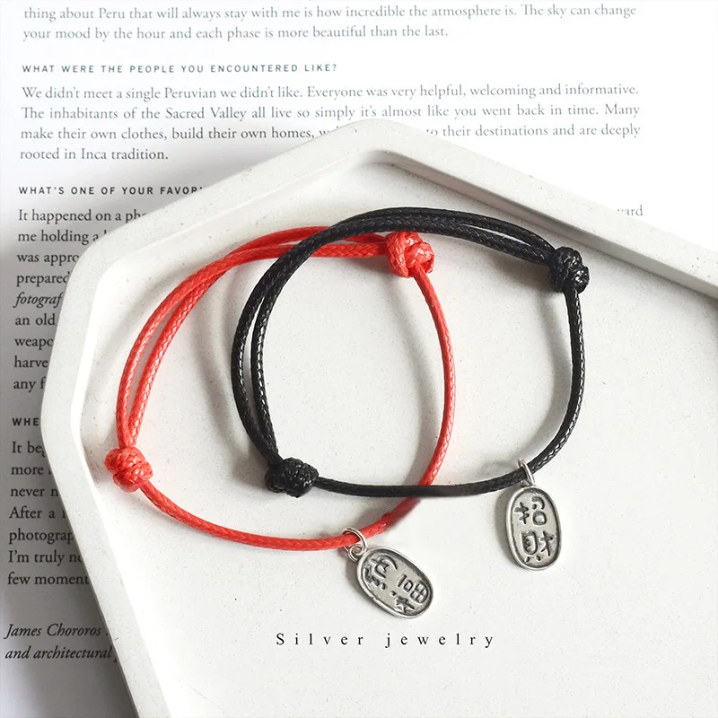 La Monada 925 Sterling Silver Bracelet Chinese Charm Couple Red Rope Thread Line Bracelets For Women Men | Украшения и аксессуары