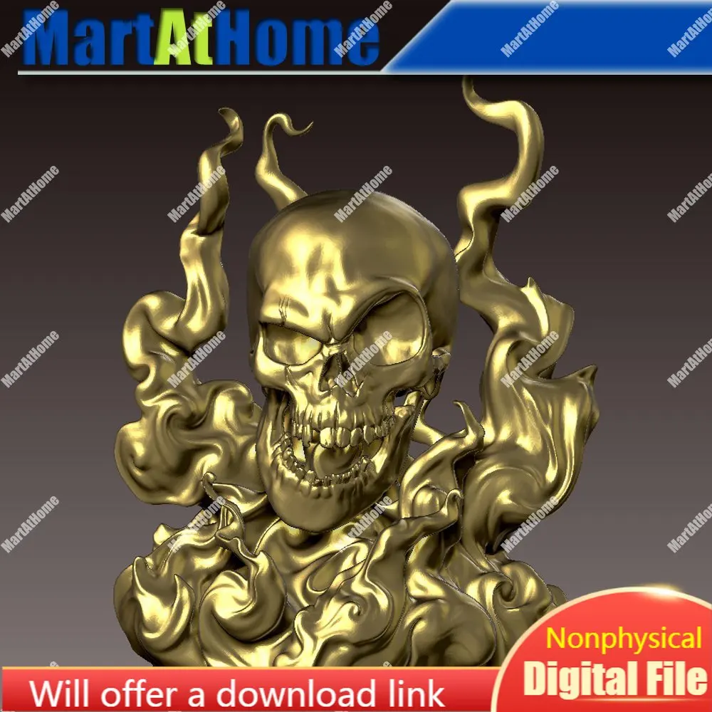 Demilich голова 3D модель STL файл круглая резьба Рисунок Череп Пламя для ЧПУ