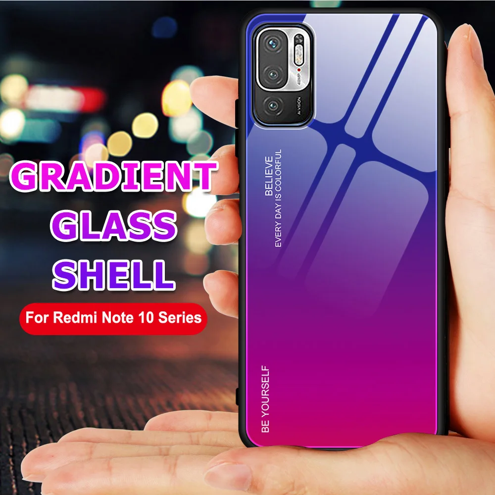 Tempered Glass Phone Case For Xiaomi Redmi Note 10 Pro Max 11 Pro Plus Hard Protective Glass Case For Redmi Note 10 10pro Cover