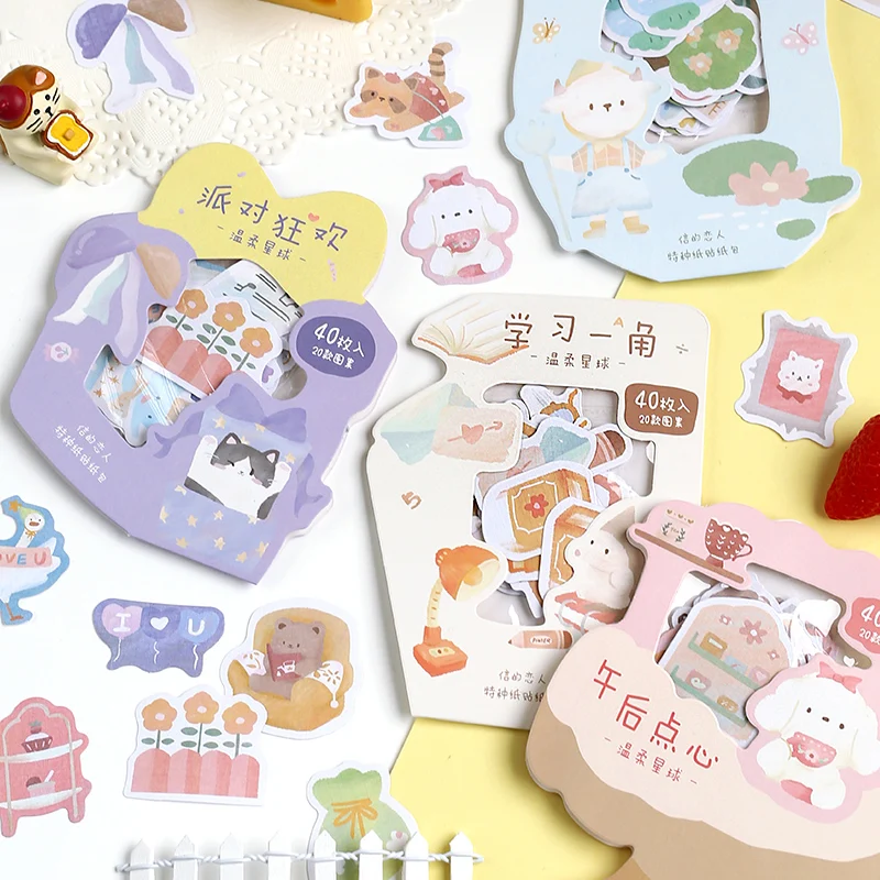 

40 cute cartoon animal stickers diary stationery stickers scrapbook decoration children stationery