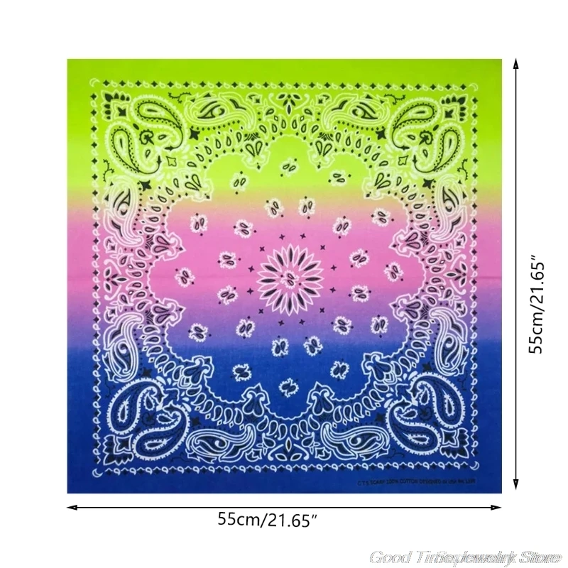 

6pcs Cotton Bandana Square Scarf Magic Turban Gradient Hip-hop Headband Flower Printed Neckerchief for Women Girl A28 21