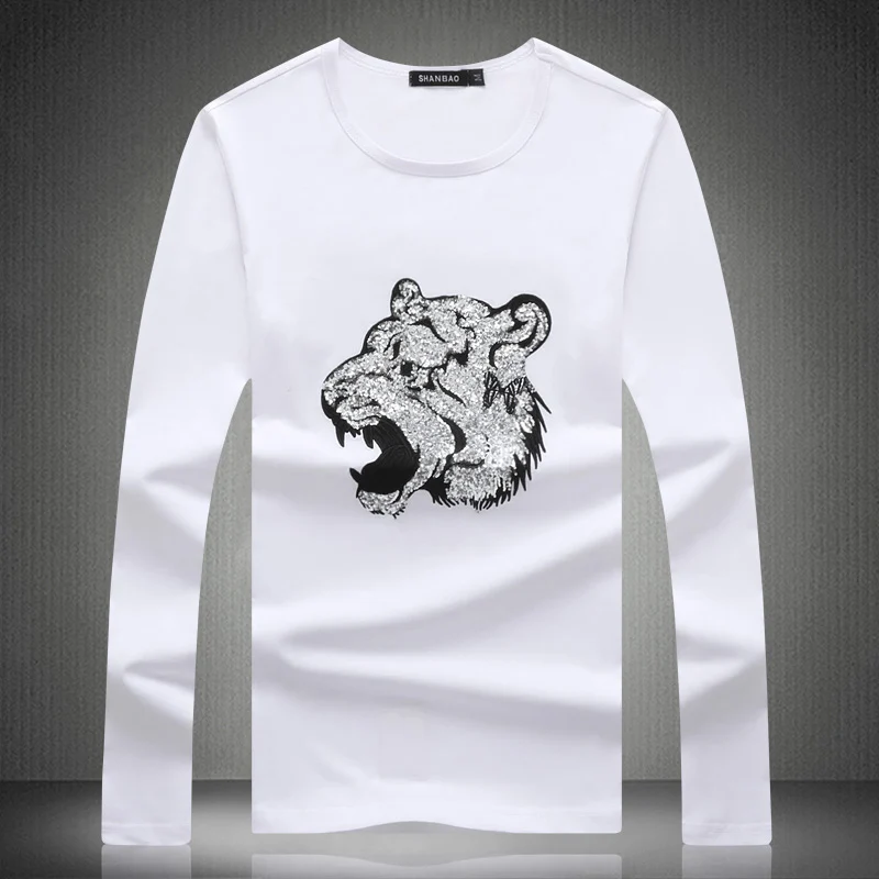 

Very Good Quality Men's T-Shirts Classic Designer Lucky Tiger Animal Pattern Embroidery Tee Shirt Full Sleeve Clothing 19306