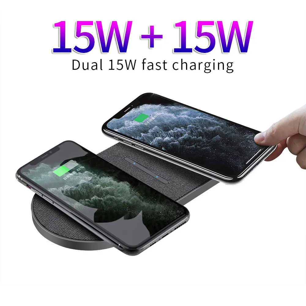 

2 in 1 Dual 15W Qi Wireless Charger for Samsung S21 S20 Portable Fast Charging Pad for iPhone 12 11 Pro XS XR X 8 Airpods Pro