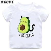 cut avocado cat vegan cartoon print kids t shirt girls clothes children summer kawaii tops baby boys funny t shirthkp5352