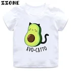 Детская футболка с мультяшным принтом авокадо и кошка, HKP5352