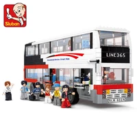 741pcs urban series city double decker school bus creative building blocks sets educational toys for children christmas gifts