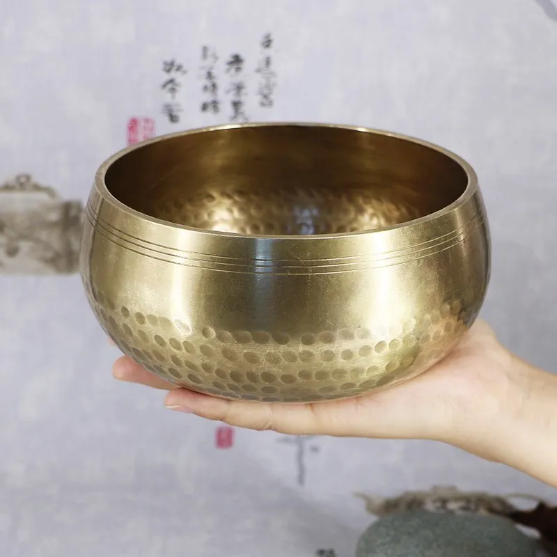 

8cm New Copper Crafted Gilt Yoga Singing Bowl Buddhism Tibetan Chakra Meditation Singing Bowls