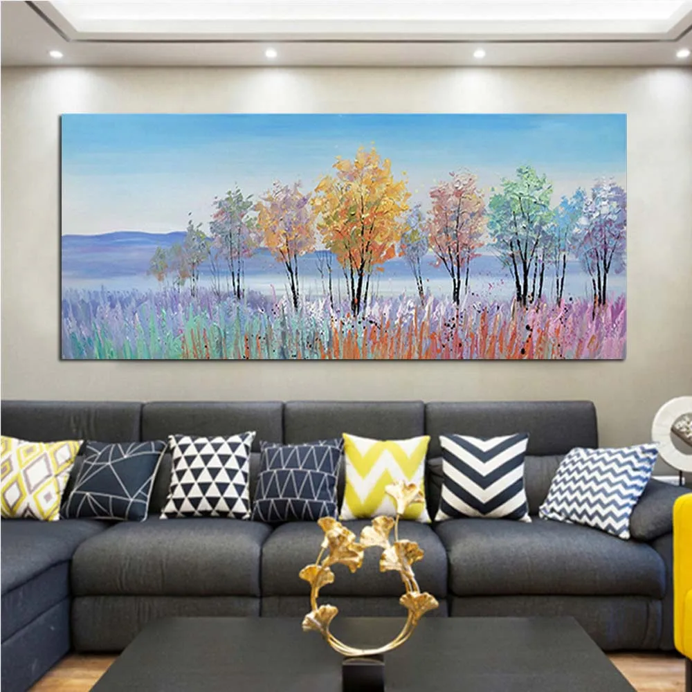 Большой размер ручная роспись абстрактный цветок пейзаж Настенная картина