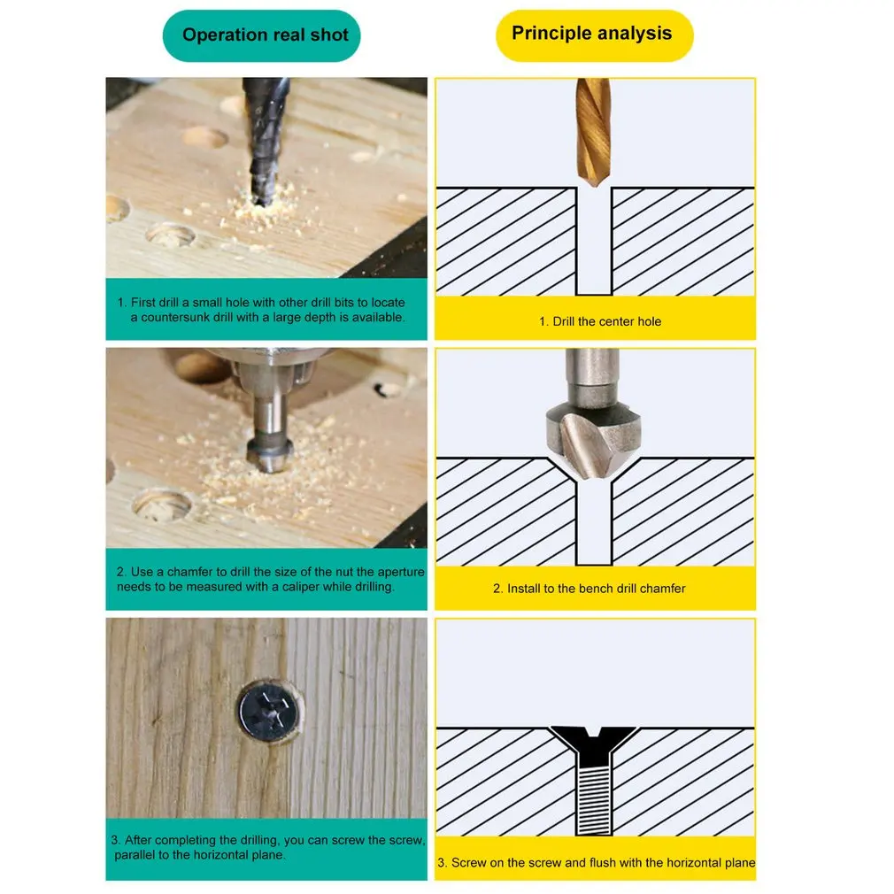 3 флейты HSS жесткие металлы Зенковка сверло Набор Три края фаски Концевая фреза