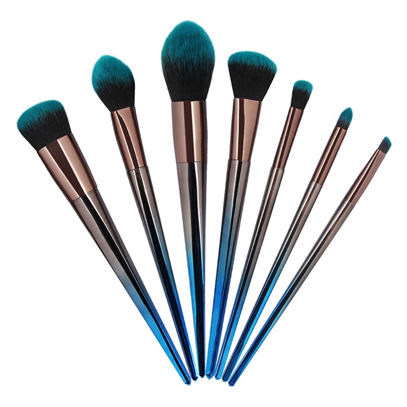 Набор кистей для макияжа 7 шт./компл. синие черные градиентные ручки тени век губ
