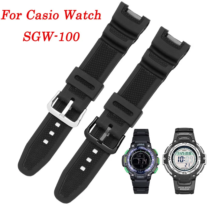 Ремешок для часов из мягкой смолы Casio SGW 100 ремешок силиконовый черный резиновый