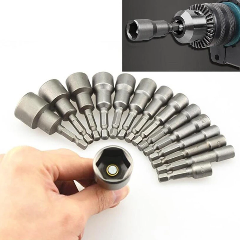 

10PCS/set 6mm-19mm Hex Socket Sleeve Nozzle Nut Driver Drill Bit Adapter Tool High Quality Household Accessories Tools 2021