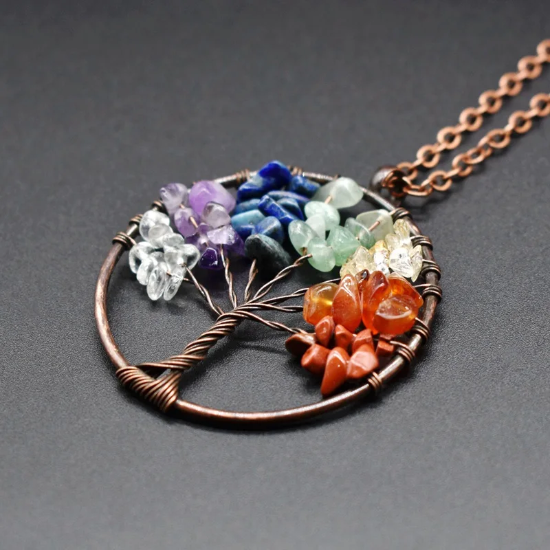 Дерево жизни кристалл круглая маленькая подвеска кулон золотой и серебряный