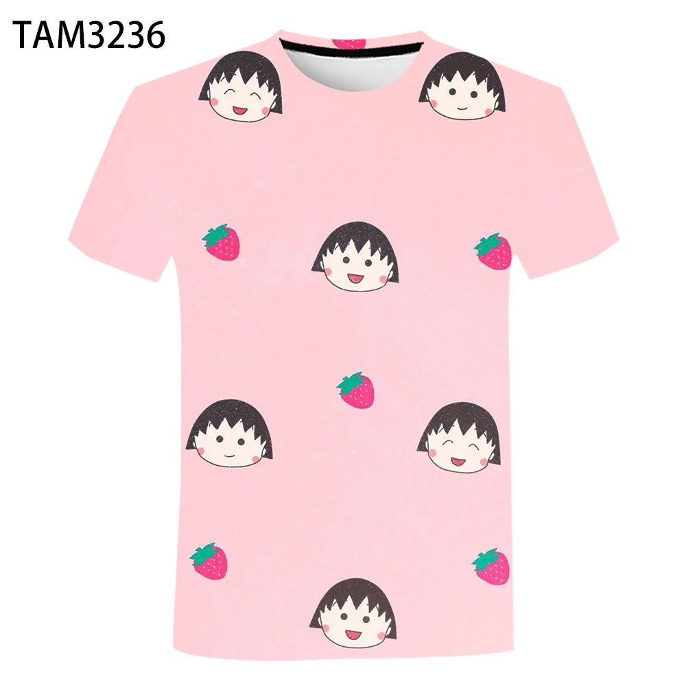 Летняя футболка с 3D-принтом вишни и японских анимаций для мужчин женщин детская