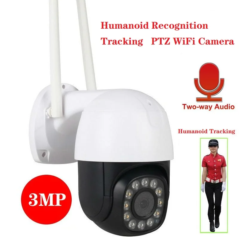 

3MP 1080P H.265 WiFi Wireless PTZ IP Camera AI Human Auto Tracking Motion Detection IP66 CCTV Outdoor Night Vision 15M P6SLite