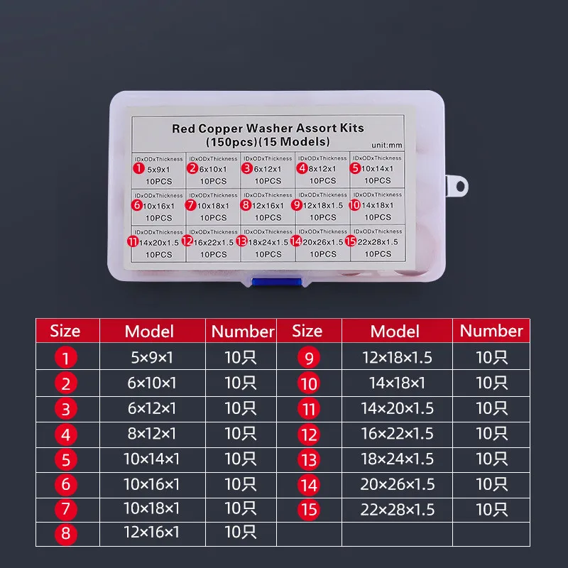Комплект медных шайб с гайкой и болтом комплект уплотнений плоским кольцом