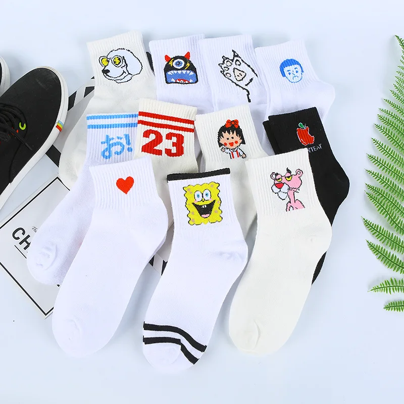 

Japanese Korean Style Squarepants Cartoon Cute Socks Funny Cheetah Animation Autumn Tide Pink Socks Kawaii 27 Kinds 256