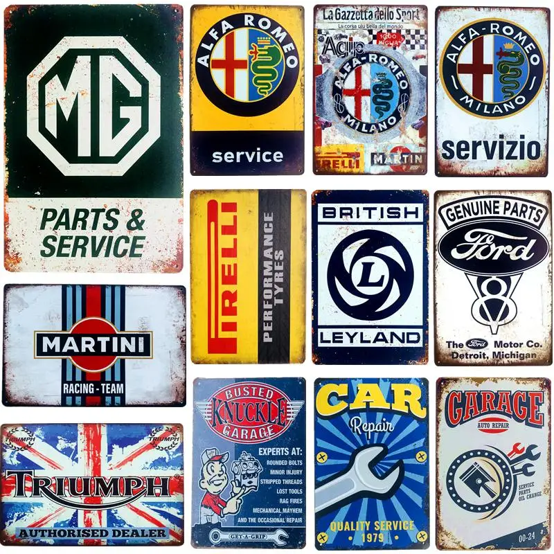 

Metal Plaque Tin Signs Vintage Garage Service Decorative Plates Retro Man Cave Art Poster Home Wall Plaque Decor