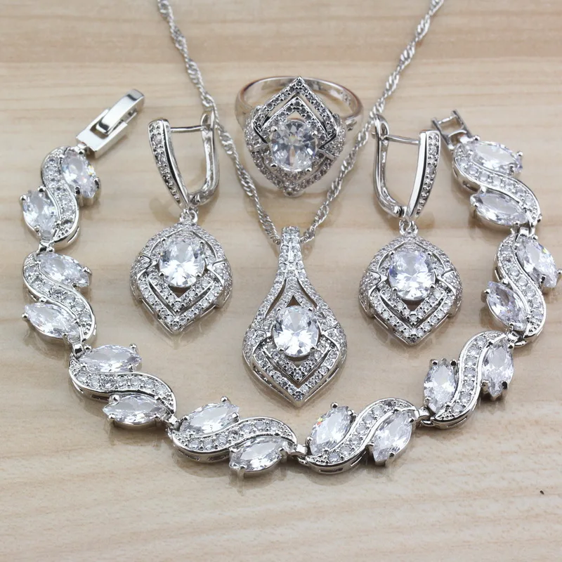 Модные свадебные аксессуары серебряный цвет натуральный белый кристалл CZ