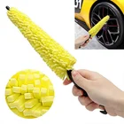 Портативная щетка для колес автомобиля, желтая губка без царапин, щетка для чистки обода колеса автомобиля с ручкой, инструмент для мытья