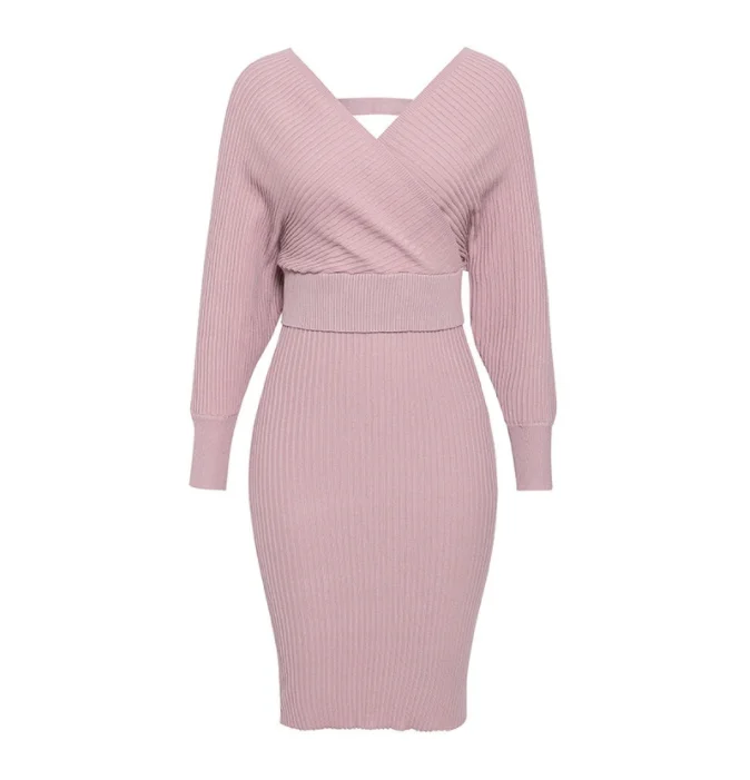 Outono e inverno malha комплект из двух предметов vestido moda apertado saco облегающая юбка das mulheres Com