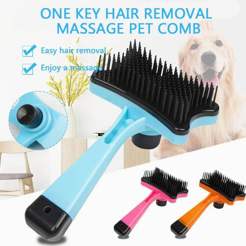 

Self Cleaning Grooming Brush Pet Dog Cat Slicker Comb Hair Trimmer Fur Shedding One-key Hair Removal Massage Comb Pet Supplies