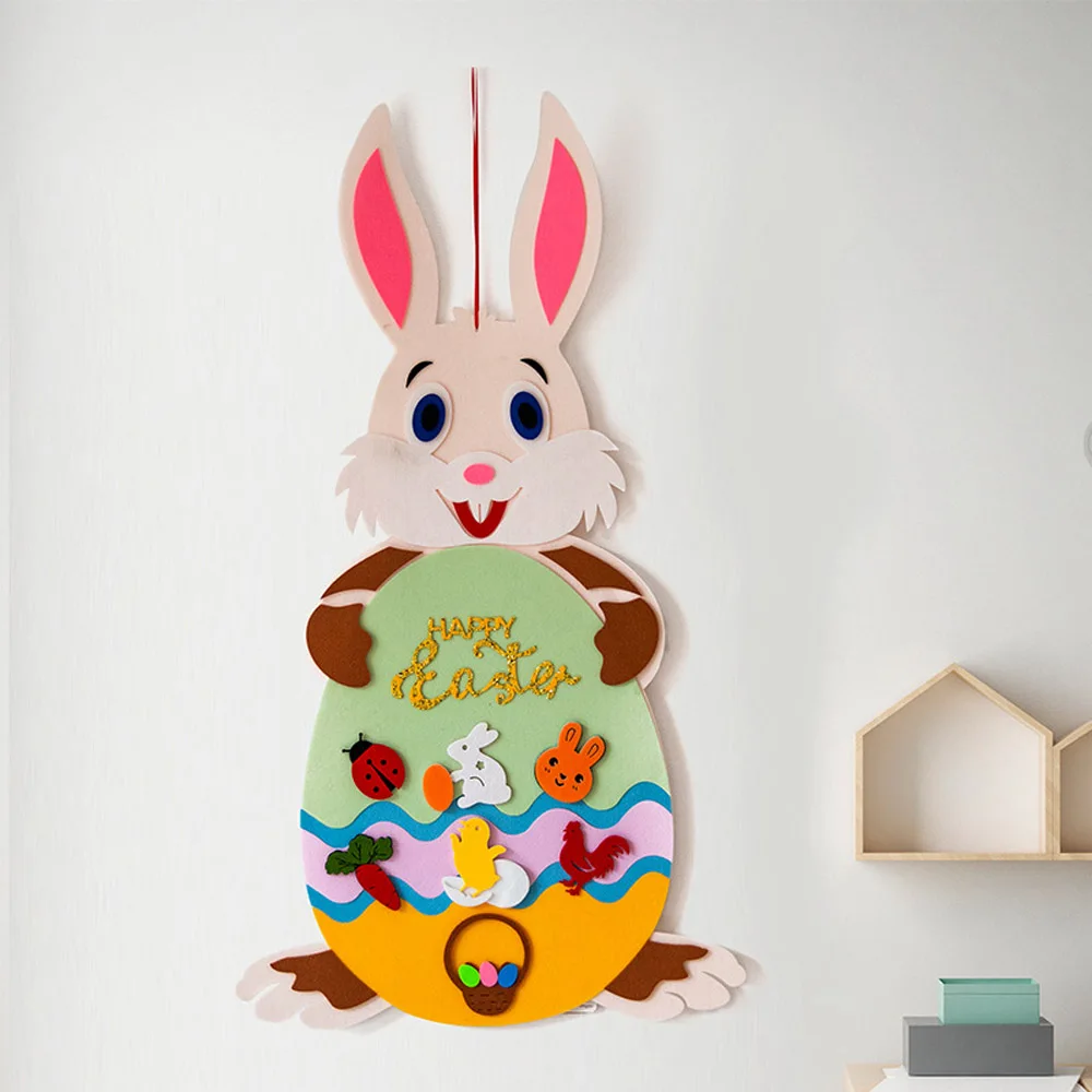 

DIY Felt Easter Bunny Decoration Kids Gift Easter Rabbit Eggs Door Wall Hanging Ornament Happy Easter Decorations for Home