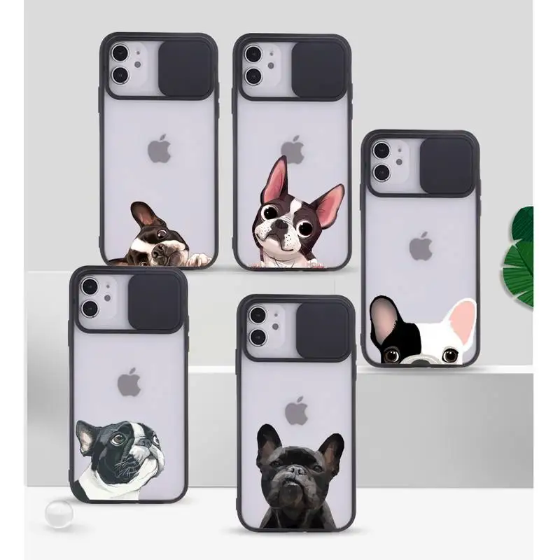 

Pug Dog French Bulldog Phone Case for iPhone 12 11 8 7 se 2020 mini pro X XS XR MAX Plus Transparent Camera Protection Cover