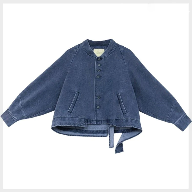 Женская однобортная джинсовая куртка Повседневная облегающая однотонная