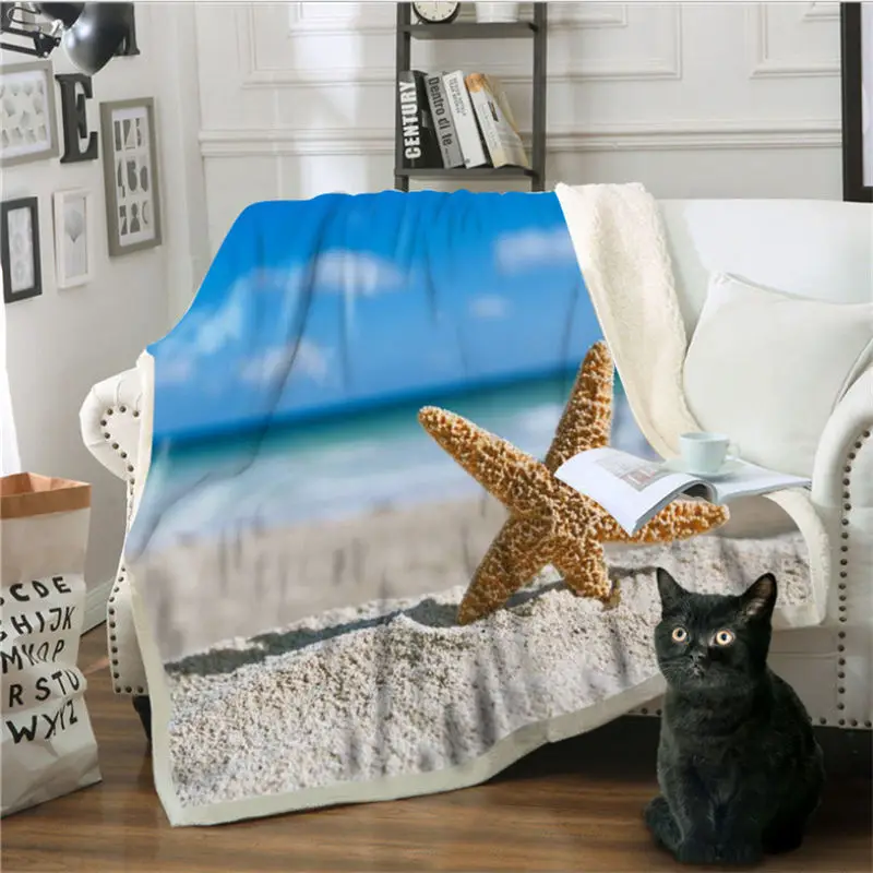 Рождественские украшения для дома с капюшоном одеяло Пляжный Пейзаж узор хлопок