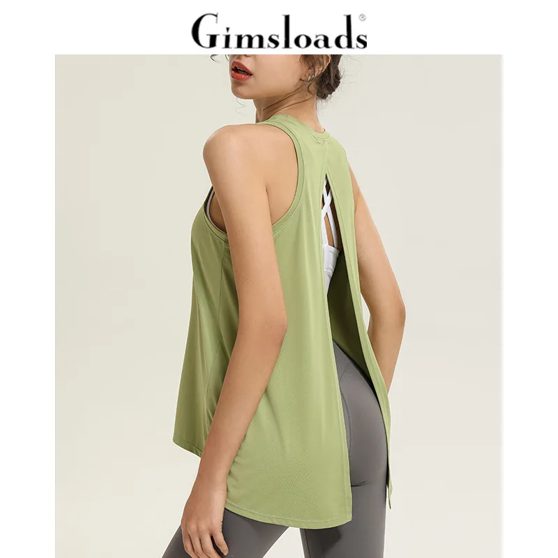 

Gimsloads Women Sports Yoga Pilates Top Vest Smock Quick Dry Breathable Loose Sleeveless Running Training Fitness T-Shirt Blouse