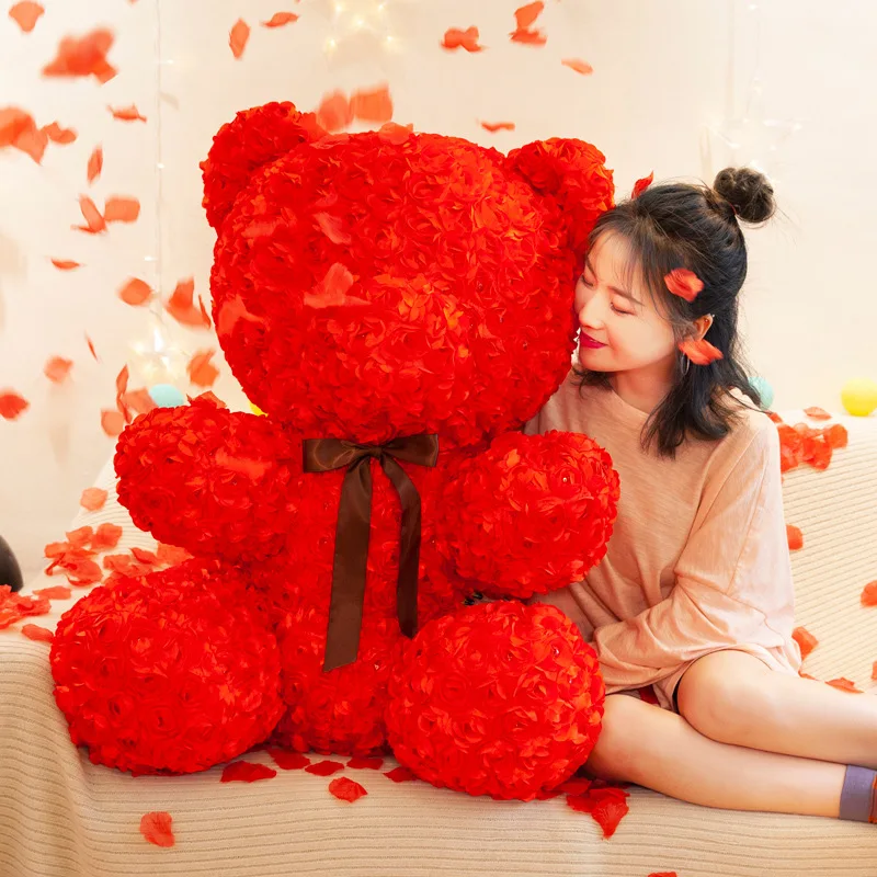 

Zqswkl red wedding rose teddy bear plush toys bed room decorative pillow large stuffed toys for girls birthday gift