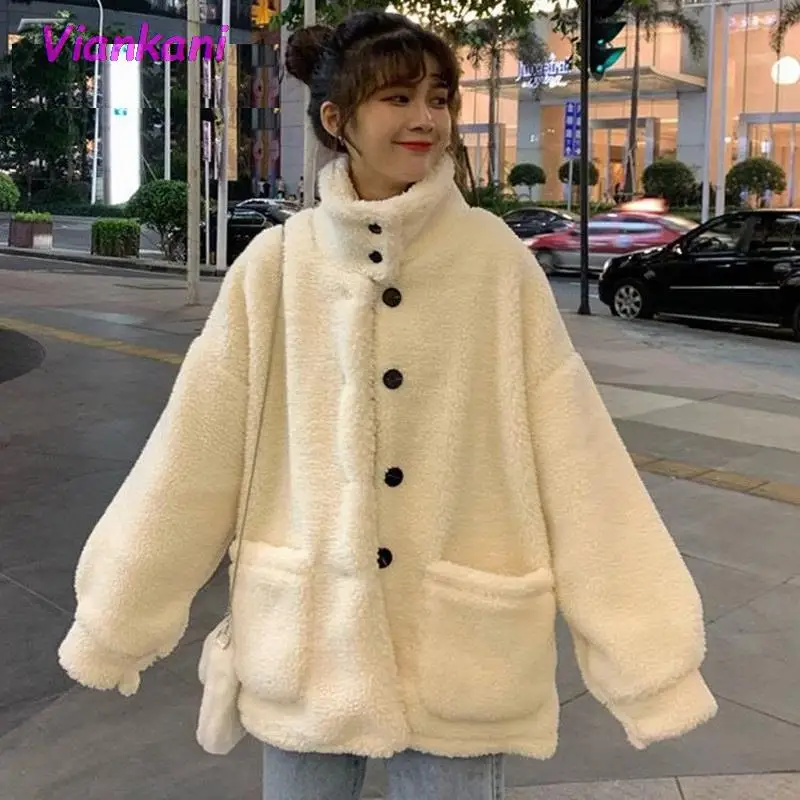 

Женское однобортное пальто из искусственной овечьей шерсти, свободного покроя