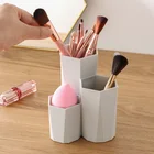 3 решетки косметических кистей для макияжа с ручкой в форме коробка для хранения настольный органайзер для макияжа, лак для ногтей, косметический держатель инструменты для макияжа кисть держатель-стеллаж для ручек