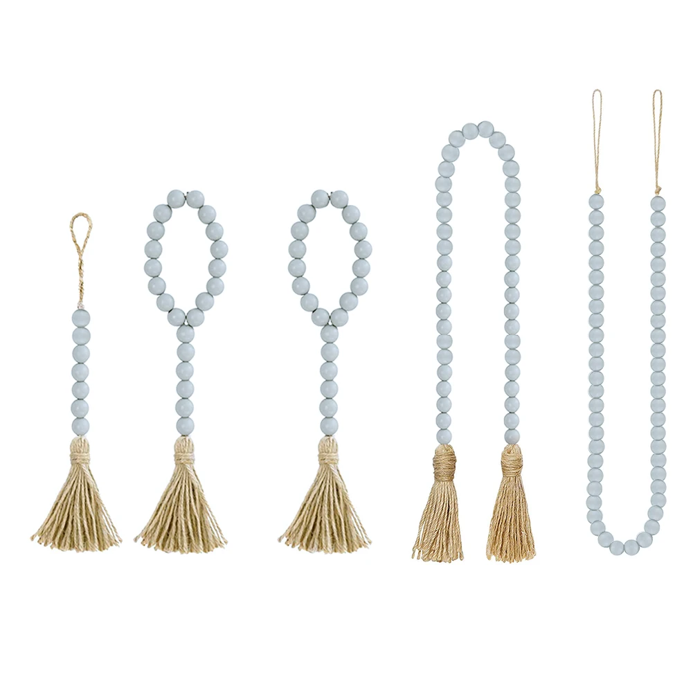 

Europe Wood Bead Garlands Wall Hanging Home Decor Bohemia Farmhouse Tassels Rattan Macrame Jute Rustic Country Style Ornaments
