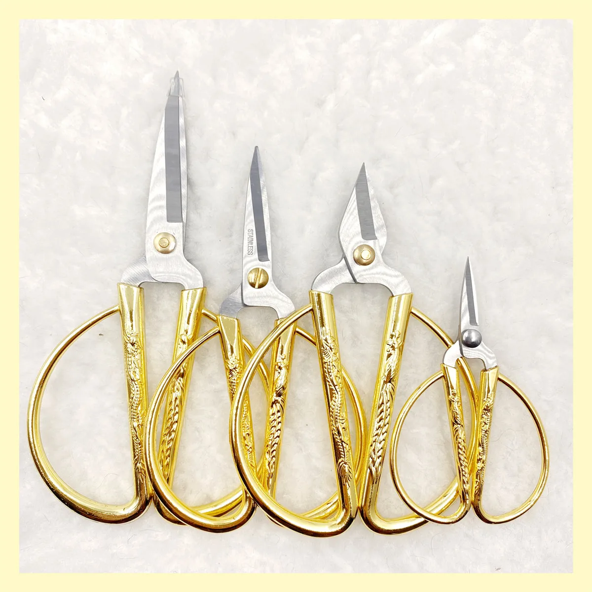 Золотые ножницы из нержавеющей стали с винтажными ремесленными ножницами для