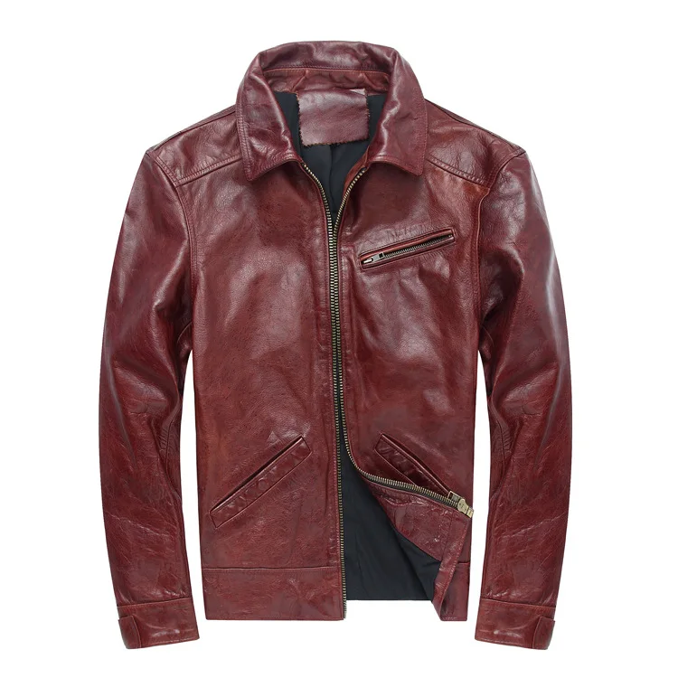 

2021 Spring autumn Men's genuine leather coat hot fashion biker jackets D923